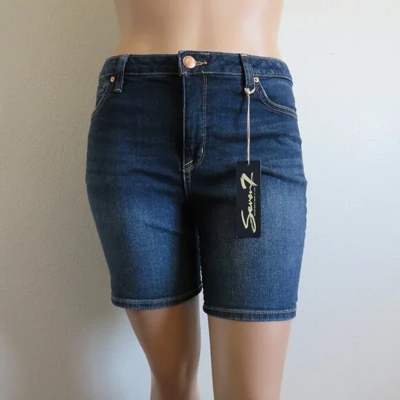 Seven7 Jeans Women's Weekend Shorts Blue Denim Jean Shorts Plus Size 14 NWT - Picture 2 of 3